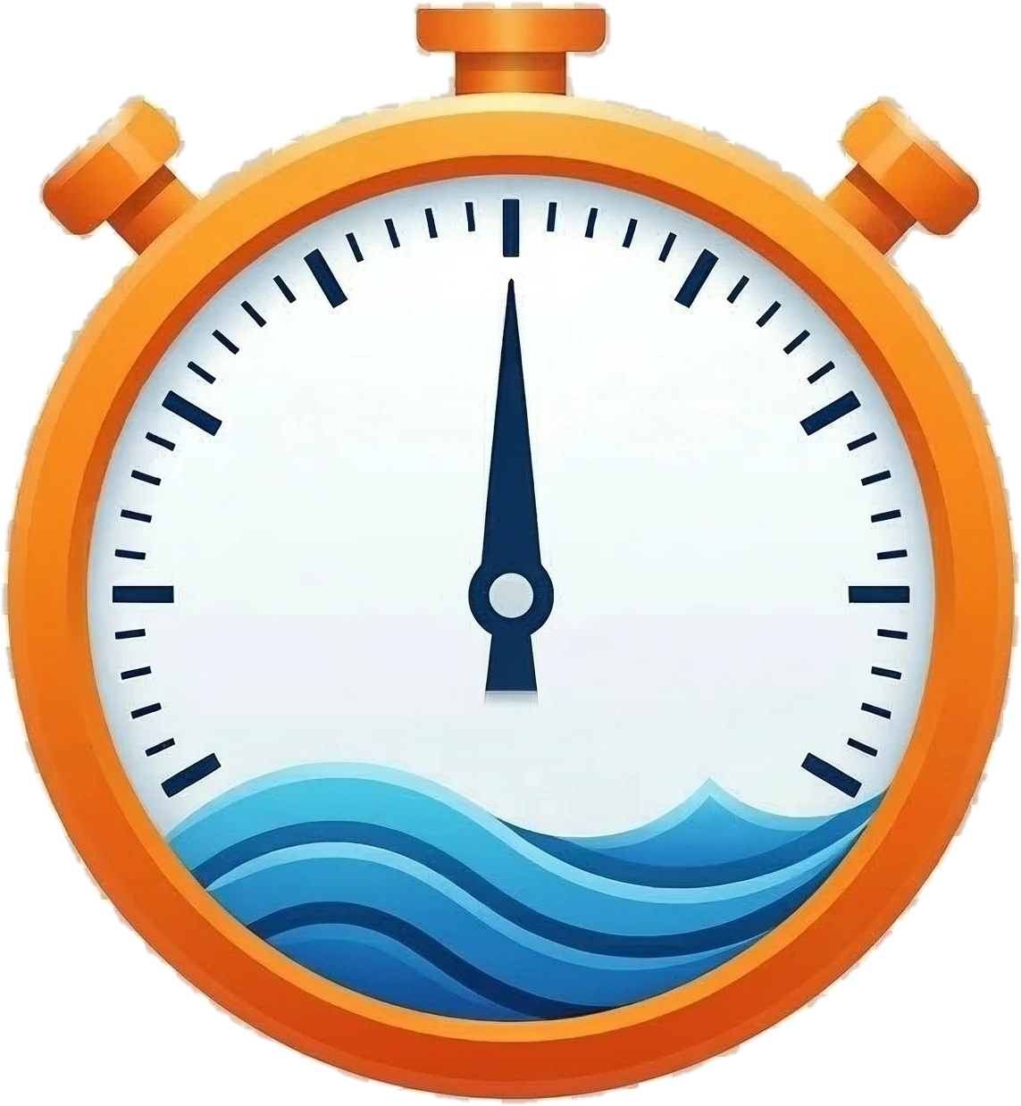 SwimSheet logo: an orange stopwatch with a wave inside
